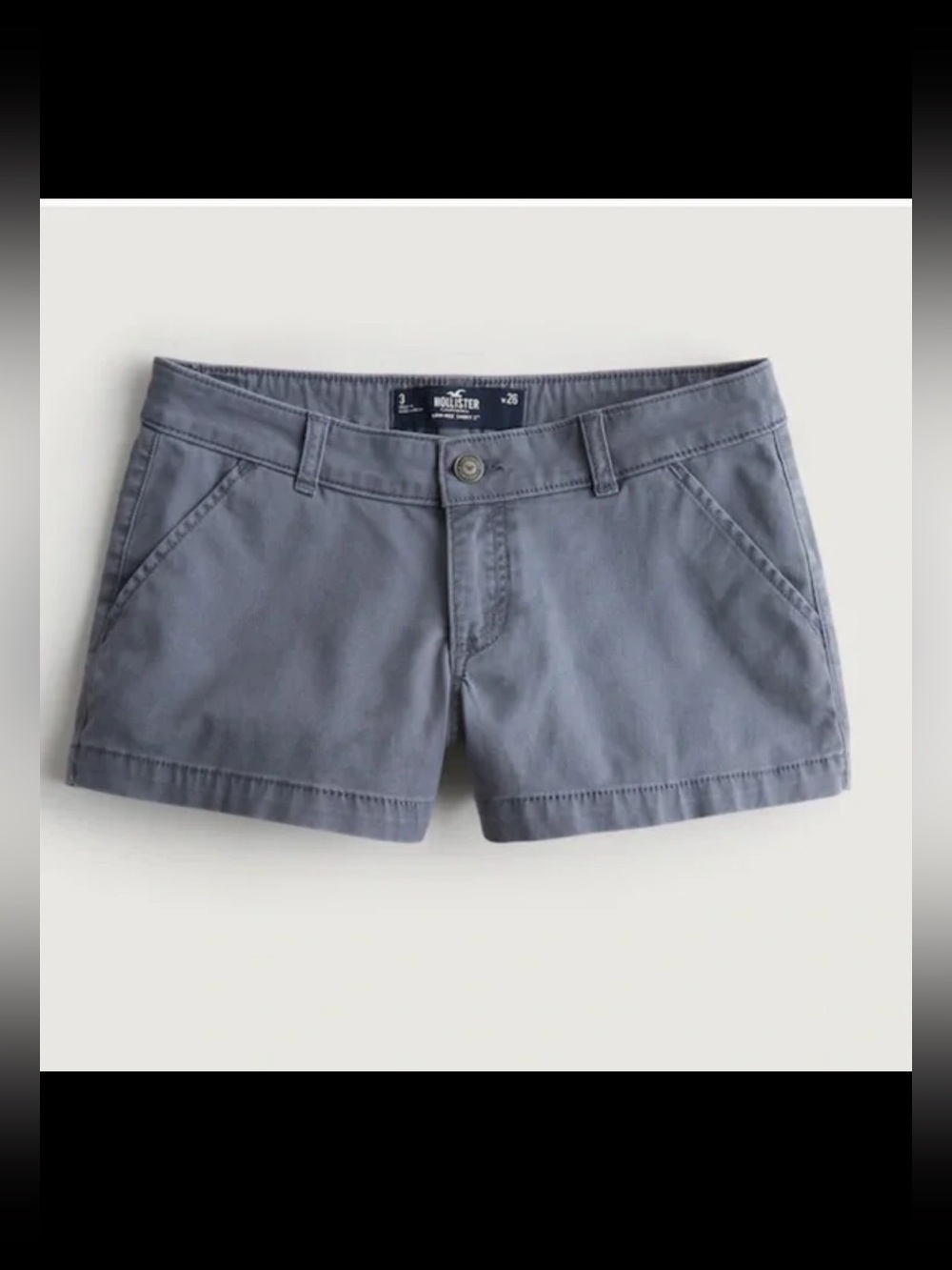 Hollister Women's Classic Grey/Blue Chino Shorts
